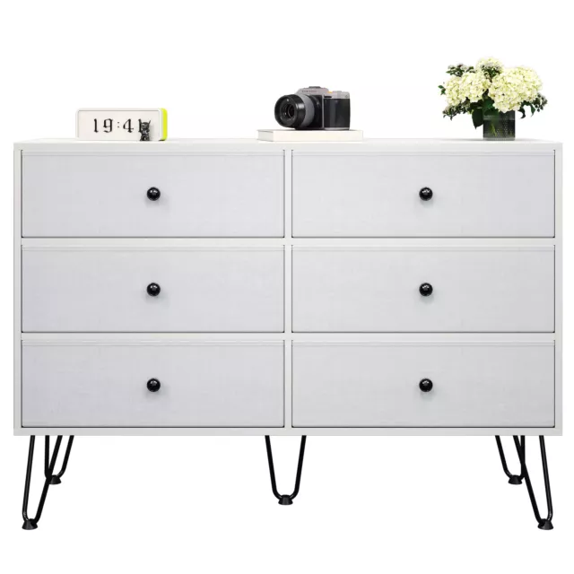 TC-HOMENY 6 Drawer Dresser Chest of Drawers Bedroom Clothes Storage Organizer