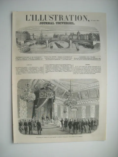 Gravure 1861. Presentation De L’adresse Du Corps Legislatif A Majeste L’empereur