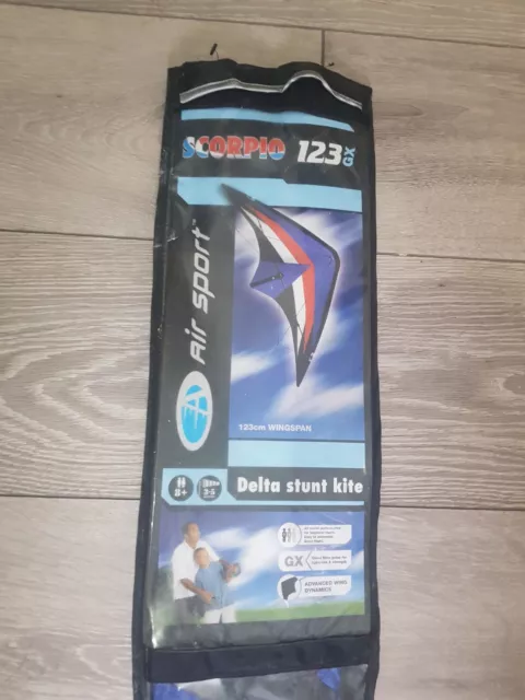 Scorpio 123 GX Kite Delta Stunt Kite Red White Blue Worlds Apart Ages 8+ Kids