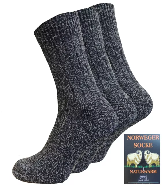 6 Paar Herren Norweger Wollsocken super weiche Wintersocken in Grau + Anthrazit