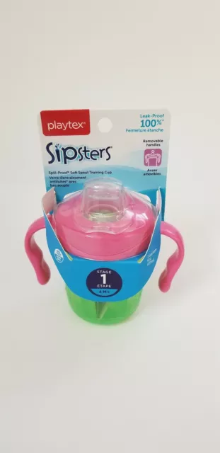 Playtex Sipsters Spill-Proof Soft Spout Training Cup Stage 1 4M+ - PINK & GREEN