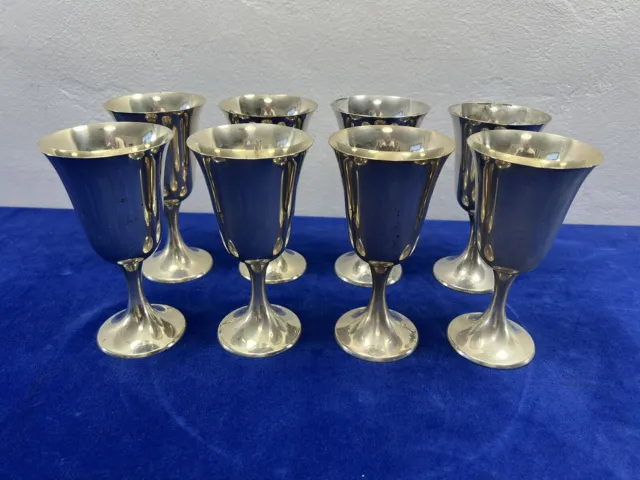Set of 8 (8) Vintage Gorham Sterling Silver Goblets #272 Puritan No Monogram