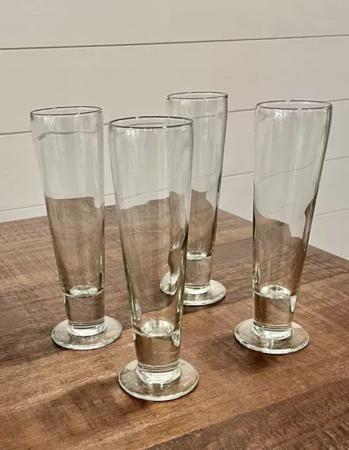 Set Of 4 Vintage Libby Pilsner Craft Beer Glasses  Bottom Weighted 9 Inches Tall