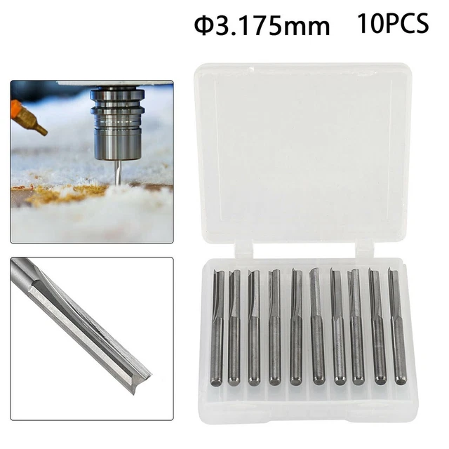 Pack de 10 embouts de routeur professionnels 2 flûtes en acier pour sculpture s