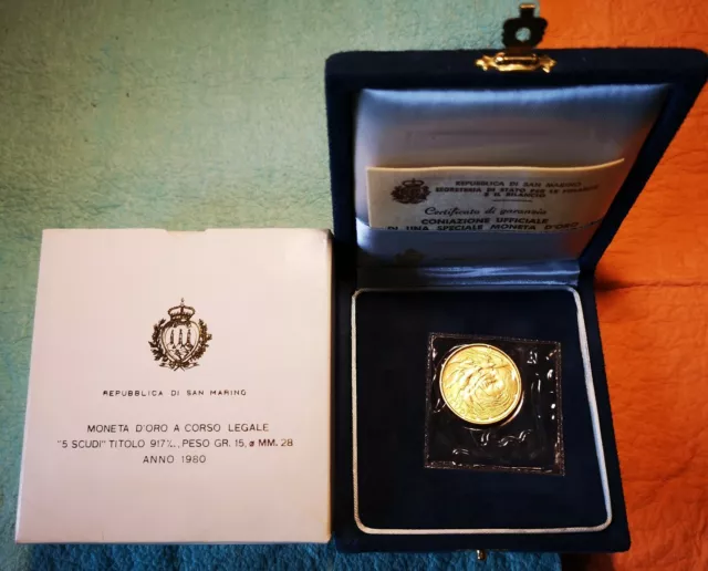Moneta Oro - Repubblica San Marino 1980 - 5 Scudi