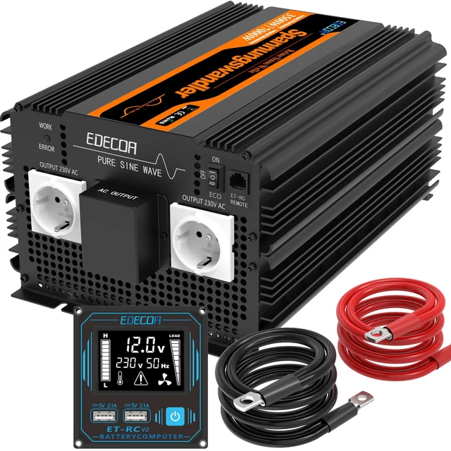 EDECOA Convertisseur 24V 220V 3000W/6000W Onduleur Transformateur T&eacute;l&eacute;commande