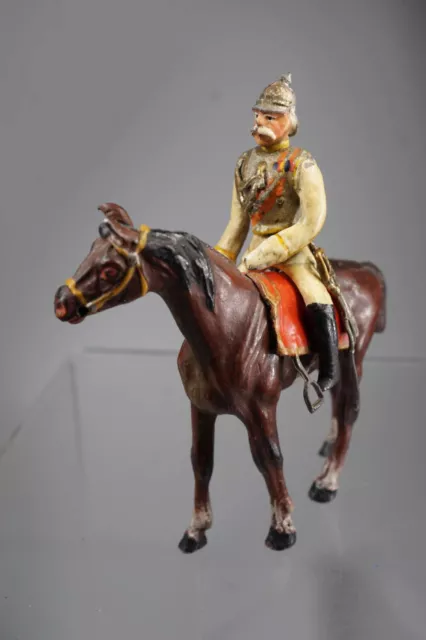 hochwertige Antike Zinnfigur - Offizier zu Pferd  - 90mm 3