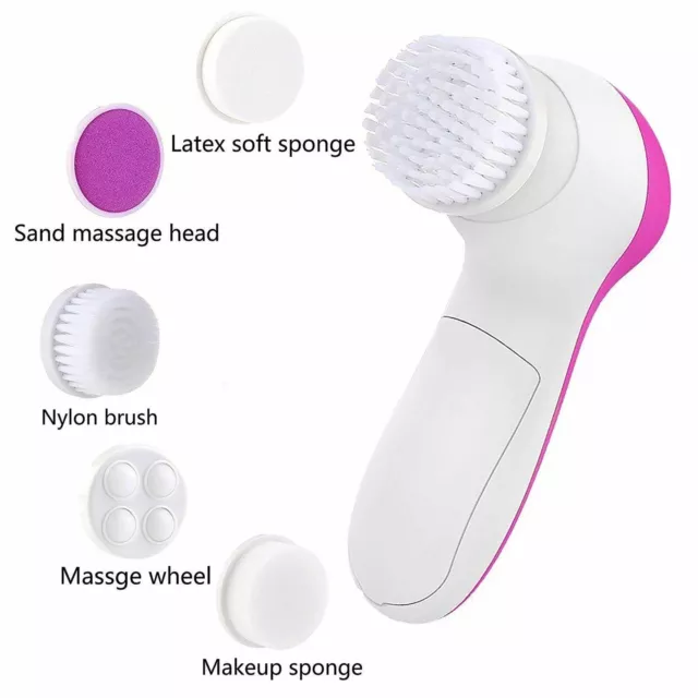 Pro 5In1 Face Facial Cleansing Brush Spa Skin Care Massage Exfoliator Deep Clean 2