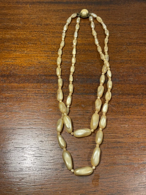 Collier Ancien En Perles - Longueur Environ 10-28/4 - Bijou Vintage Sans Marque
