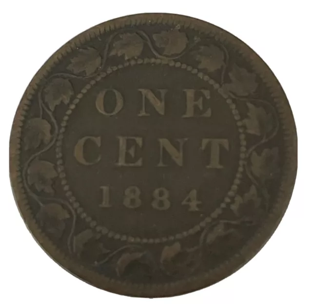 1884 Canada One 1 Cent Canadian Rare Coin Large Penny Queen Victoria Bronze KM#7
