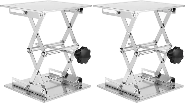 JOIKIT 2 PCS 8 X 8 Inch Lab Jack Scissor Stand, Stainless Steel Lab Lift Table,
