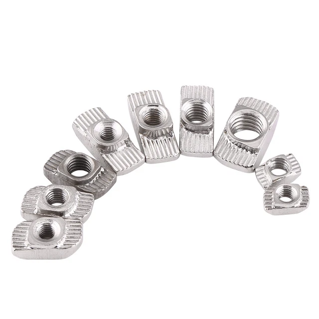 T Slot Hammer Head Nut Nickel Plated Carbon Steel Fastener(EU40 M6*19.5*8)