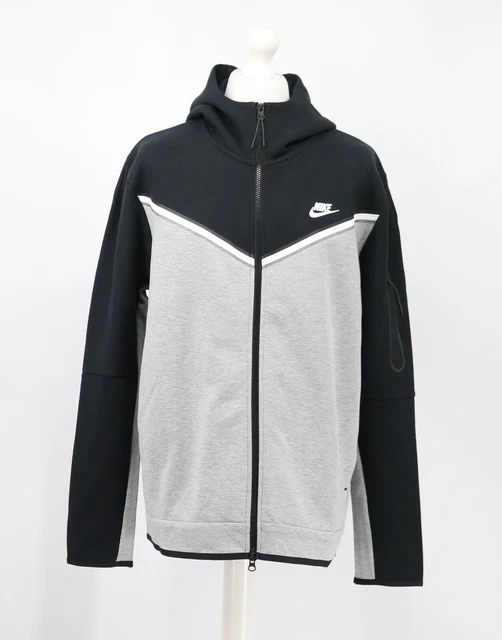 NIKE TECH FLEECE Mens Full Zip Thermal Hoodie Black Grey White Cu4489