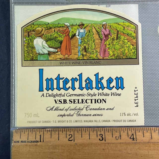 Vintage Brights Winery Interlaken German White Wine UNUSED Paper Label Q145 3