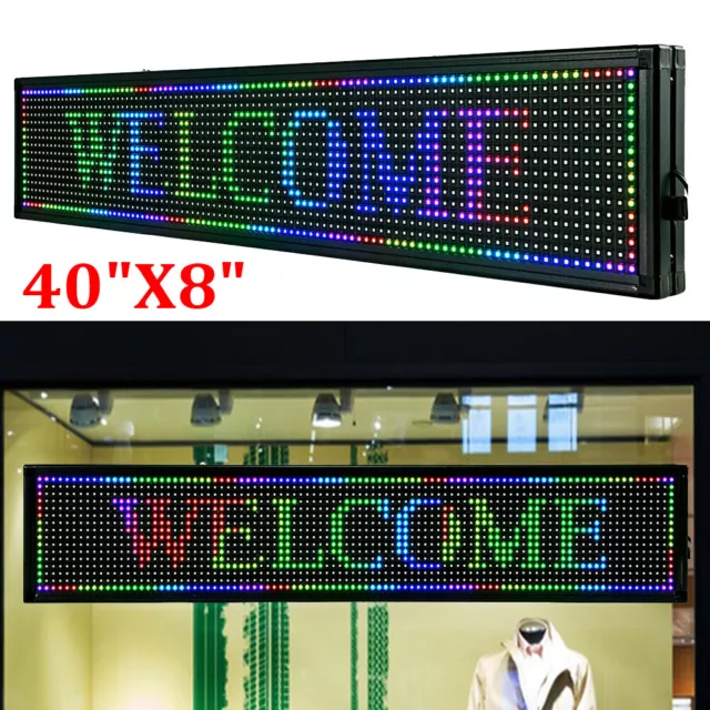 40"X8" RGB 7 Color Scrolling Message Display Board LED Sign Programmable Sale US