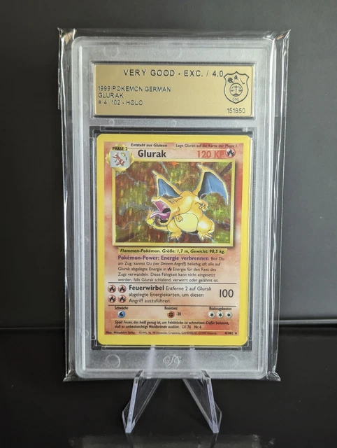1999 Pokemon German Base Set Charizard Glurak Holo 4/102 PSA GSG 4