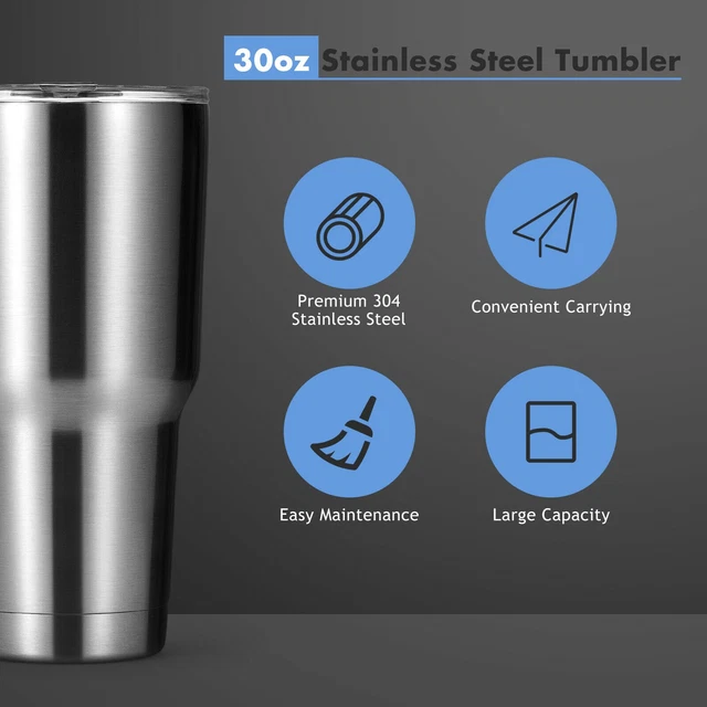 30 oz Stainless Steel Travel Tumbler Cup Double Wall Vacuum Insulated Mug W/ Lid 2