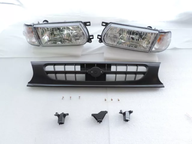 91-94 Clear Headlights Corner Grill Conversion Tsuru Kit For Nissan B13 Sentra