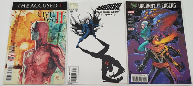 Marvel Comics 3 Comic Books Lot feat. The Accused, Daredevil, Uncanny Avengers!