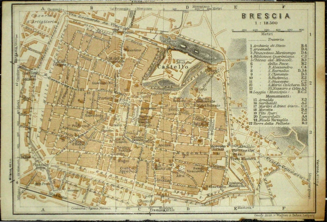 BRESCIA, ALTER STADTPLAN (mappa della città vecchia), datiert 1931 EUR ...