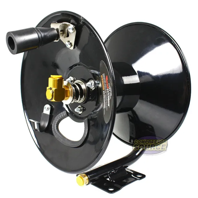 3/8 X 50 Ft Air Hose Reel Hand Crank Heavy Duty Steel 300 PSI