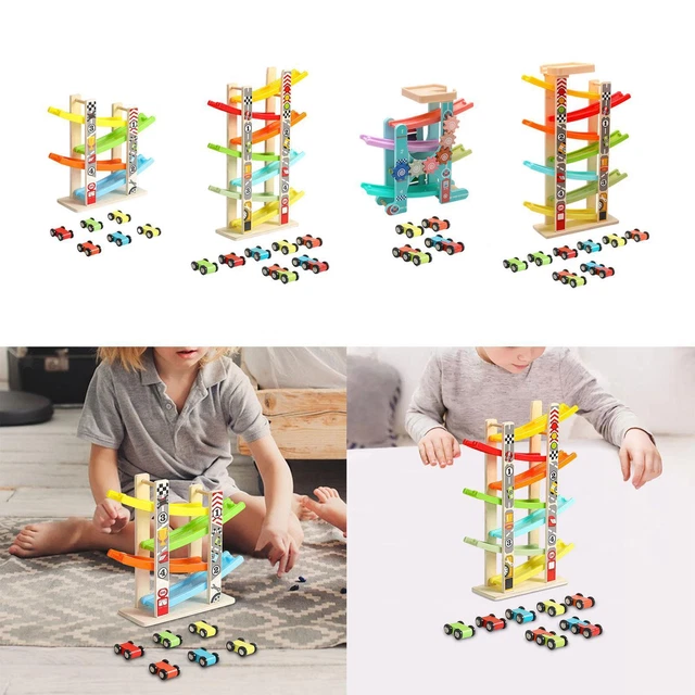 Jouet 1 2 3, Rampe de Course en Bois, Jeux Bebe, Jouet Enfant 2 Ans, Circuit Voiture Enfant Bois, Motricité Fine,Cadeau Fille - Jeux - Jouets