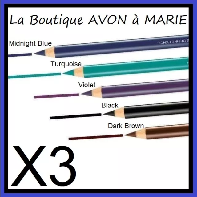 3 X EYE LINER KHOL Crayon contour yeux AVON COLOR TREND