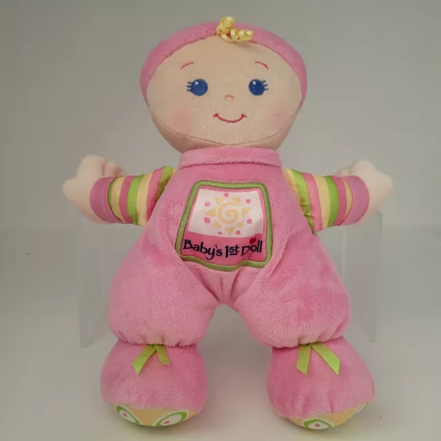 Fisher Price Baby's First Doll Plush Rattle Lovey 2008 Stuffed Toy Pink