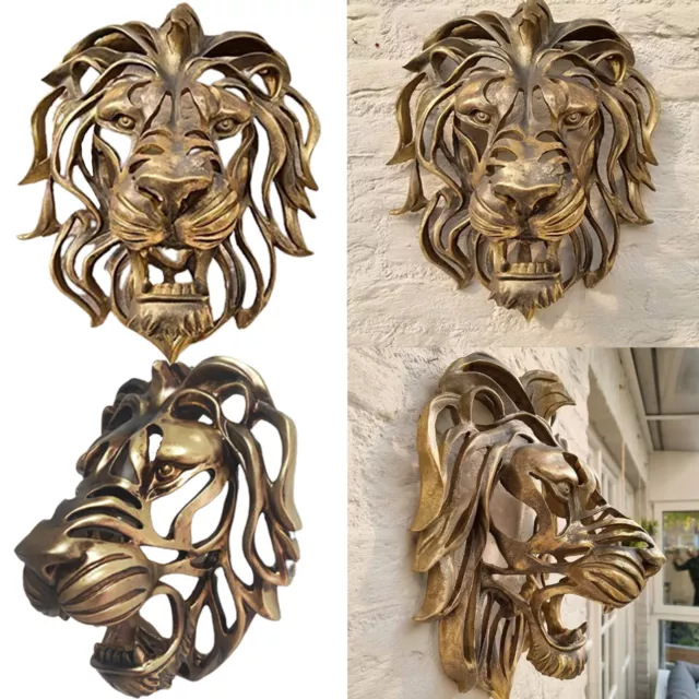 3D Large Lion Head Wall Mounted Art Sculpture Simulation Resin Animal Figures