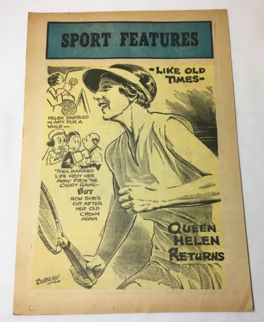 1937 Cartoon Seite ~ Queen Helen Wills