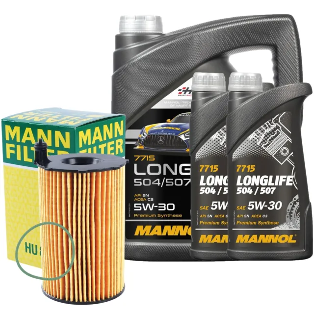 MANN ÖLFILTER + 7L 5W-30 MANNOL MOTORÖL LONGLIFE passend für VW 504.00 507.00