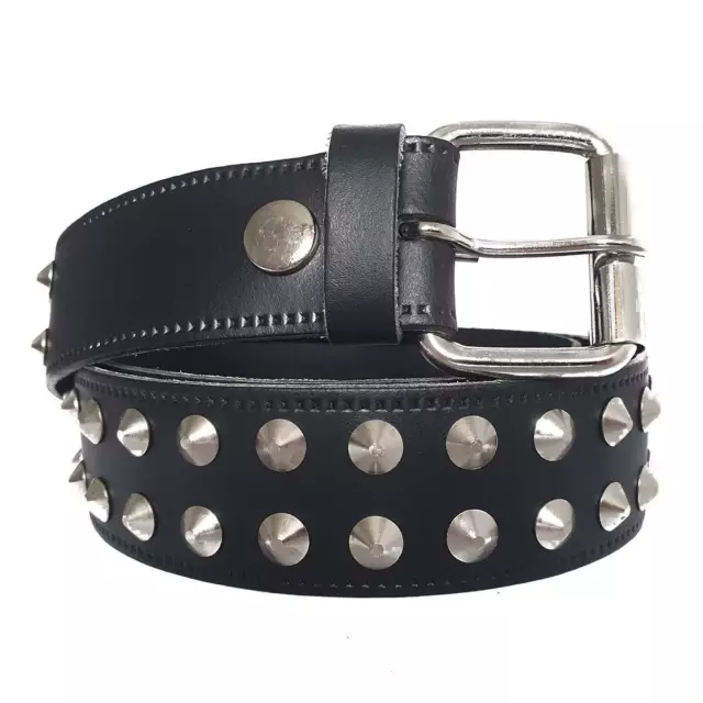 Bullet 69 Premium Unisex 2 Row Cone Studded Leather Belt • Local Stock • Gothic