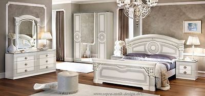 Luxury Baroque Marriage Double Bed Cream White Silver High Gloss Pad Bed 180x200 9
