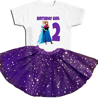 Frozen Elsa & Anna Party 2nd Birthday Purple Tutu Outfit Personalized Name
