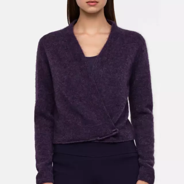 SARAH PACINI One Size Dark Plum Mohair Merino Wrap Sweater Top F/W '21 NWT