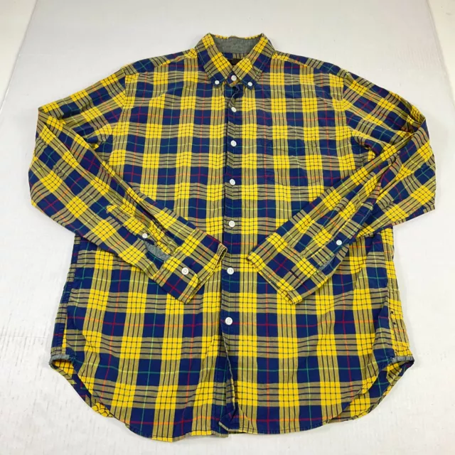 J.Crew Mens Cotton Tartan Oxford Button Down Shirt Plaid Long Sleeve L Large