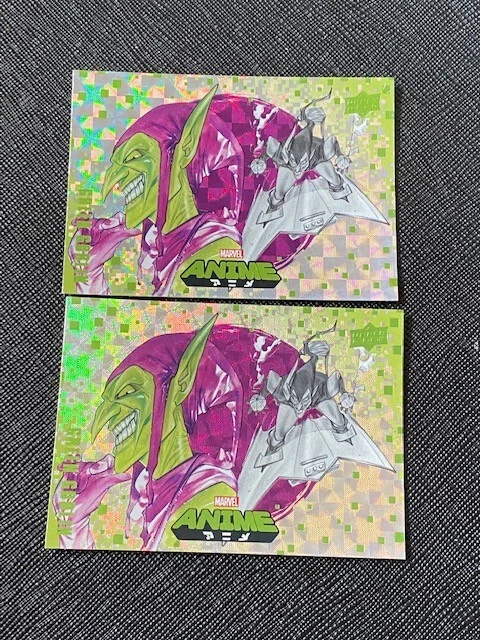 (2) 2020 UD Marvel Anime Peach Momoko Green Goblin Hyper Mosaic Foil Card Lot 2