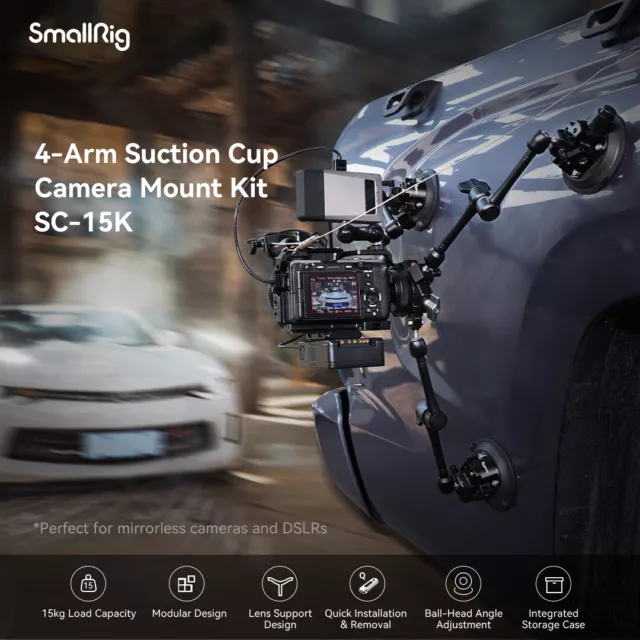 SmallRig 4-Arm Suction Cup Camera Mount Kit, 120 kg Load capacity SC-15K 3565