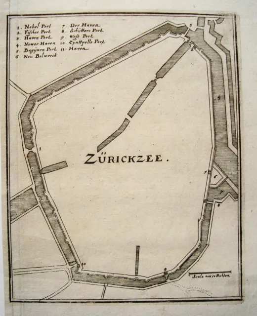 Zierikzee Zeeland Niederlande seltener   echter alter Merian Kupferstich 1650