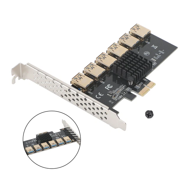 20Gb Riser Card Adapter PCIE 1 to 6 PCI Express X4 to 6 Port USB3.0 For Mining 2