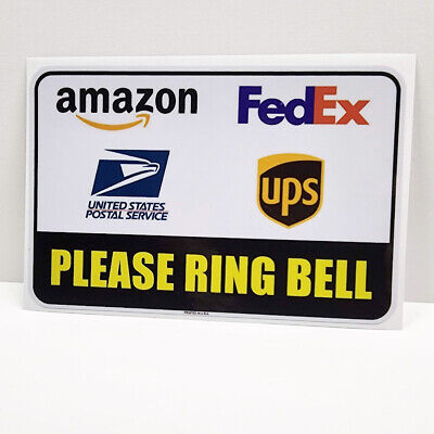 CALCOMANÍA DE CAMPANA POR FAVOR ANILLO / Pegatina de vinilo, USPS Fedex Amazon UPS, letrero de entrega