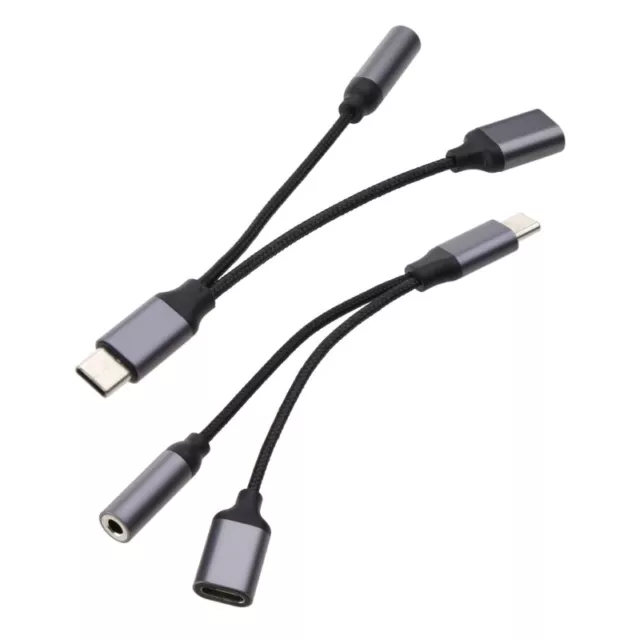 Type C to 3.5mm Aux Audio Dongle Cable with Charging Power Aux 2 In 1 Adapter