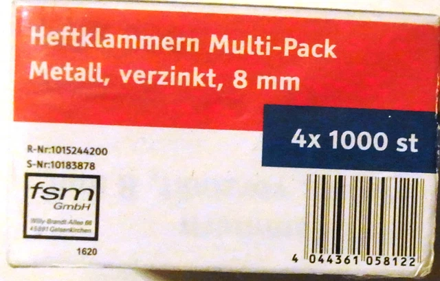 fsm Heftklamme 4000 Tackerklammern 8 mm Heftklammern Verzinkt