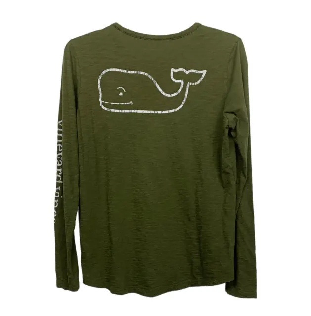 Vineyard Vines Womens size S Green Spell Out Graphic Tee T-Shirt Long Sleeve