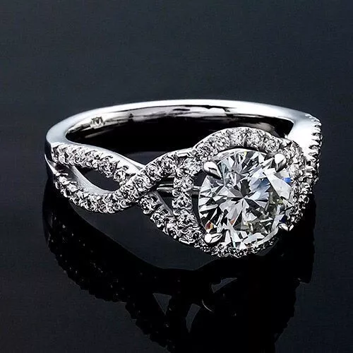 1.65 Ct Round Cut Lab Created Diamond Engagement Ring 14K White Gold Plated