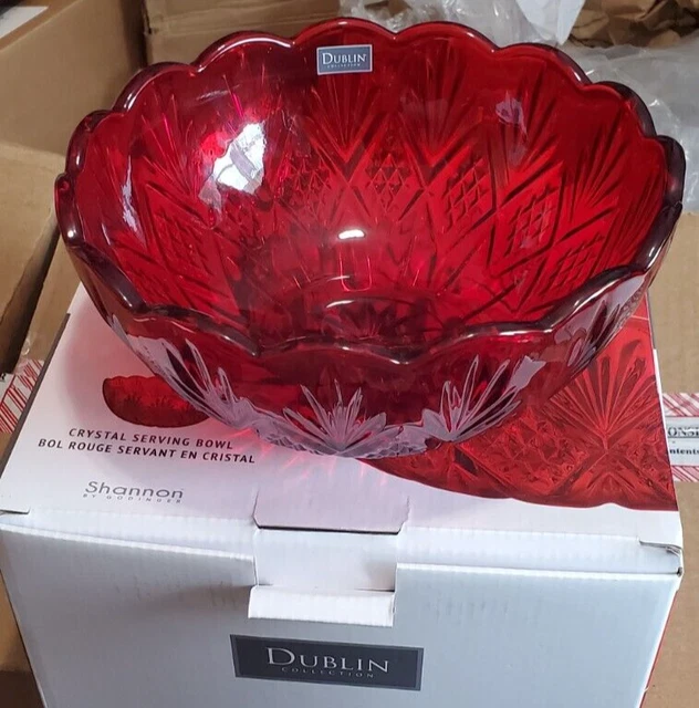 Shannon by Godinger Dublin Red Crystal Serving Bowl 8.5" B5