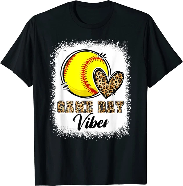 Bleached Softball Game Day Vibes Softball Mom Game Day T-Shirt S-3XL