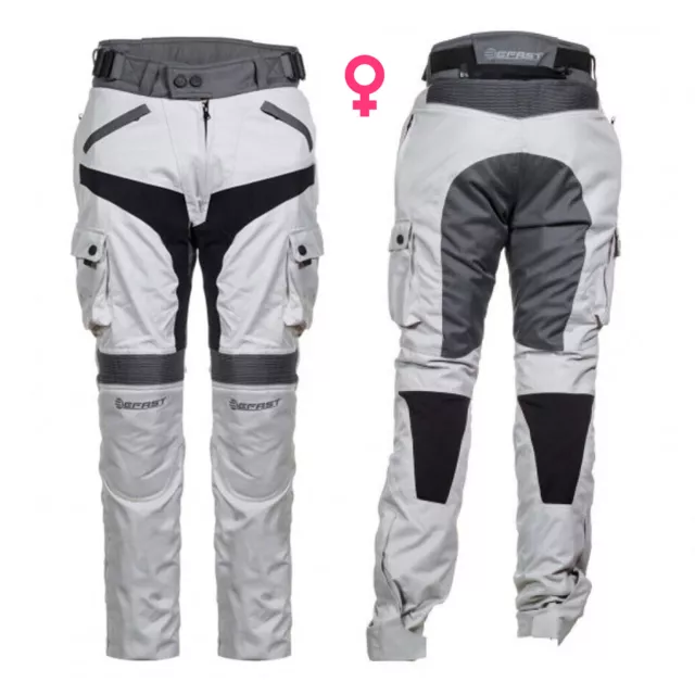 Pantaloni moto da donna in Cordura Touring Pants Lady 3 strati Nero Grigio