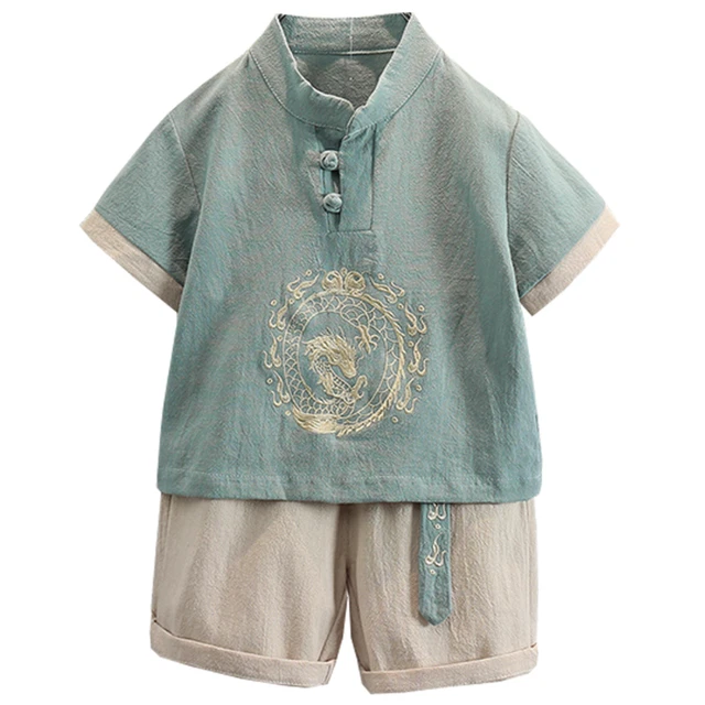 2Pcs Bambini Ragazzi Ttang Abito Cinese Tradizionale Hanfu Abiti Cotone Costume