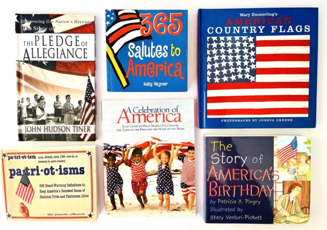 6 Small Patriotic Books About Patriotism Salutes to America Flags Pledge etc